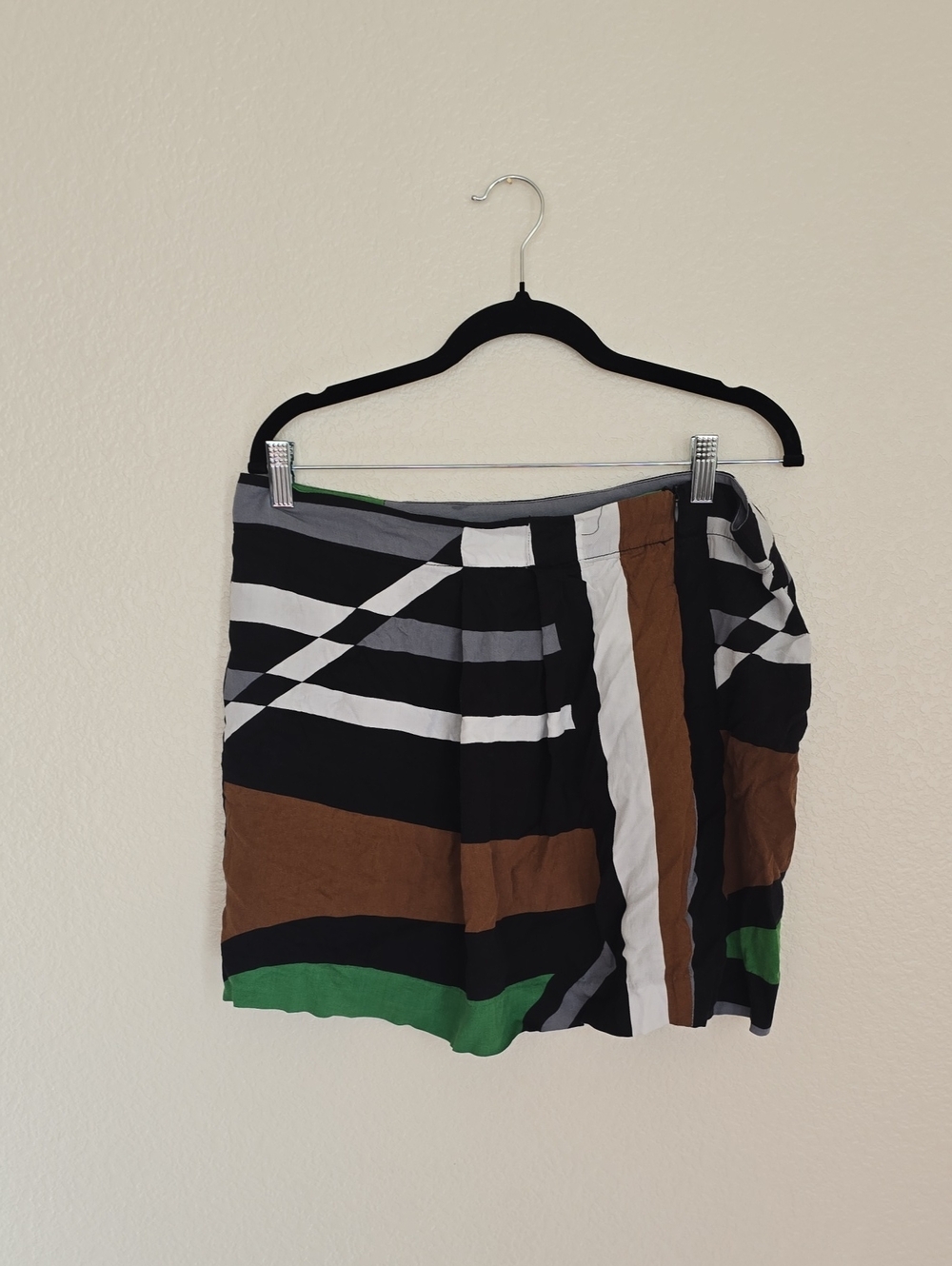 Derek Lam Black, White, Brown & Green Striped Mini Skirt